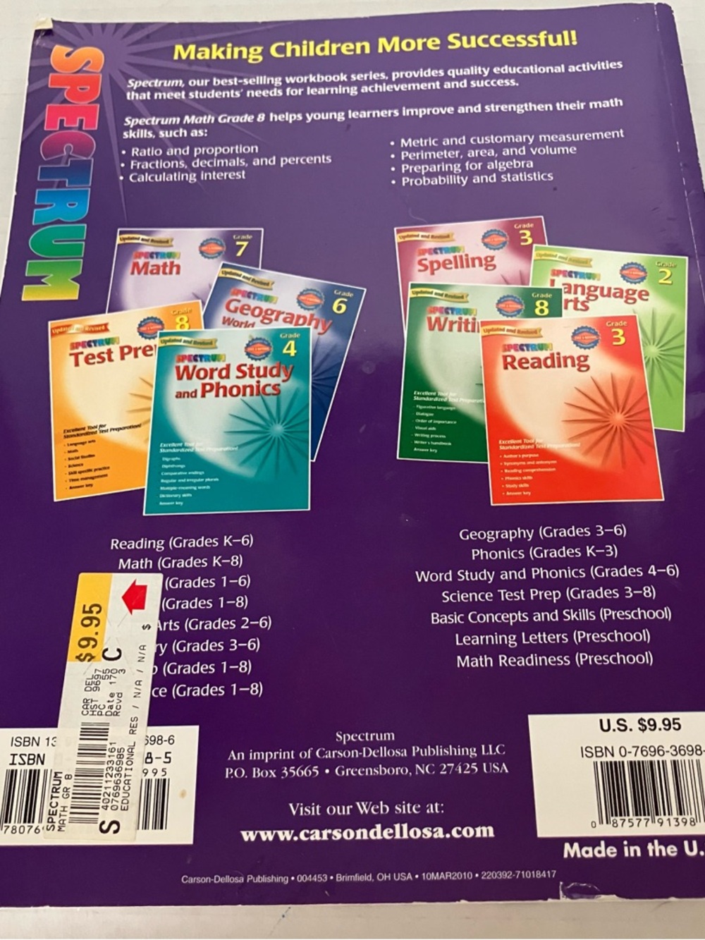 Spectrum Math Learning Workbook 8th Grade with Answer Key & Certificate - Picture 6 of 8